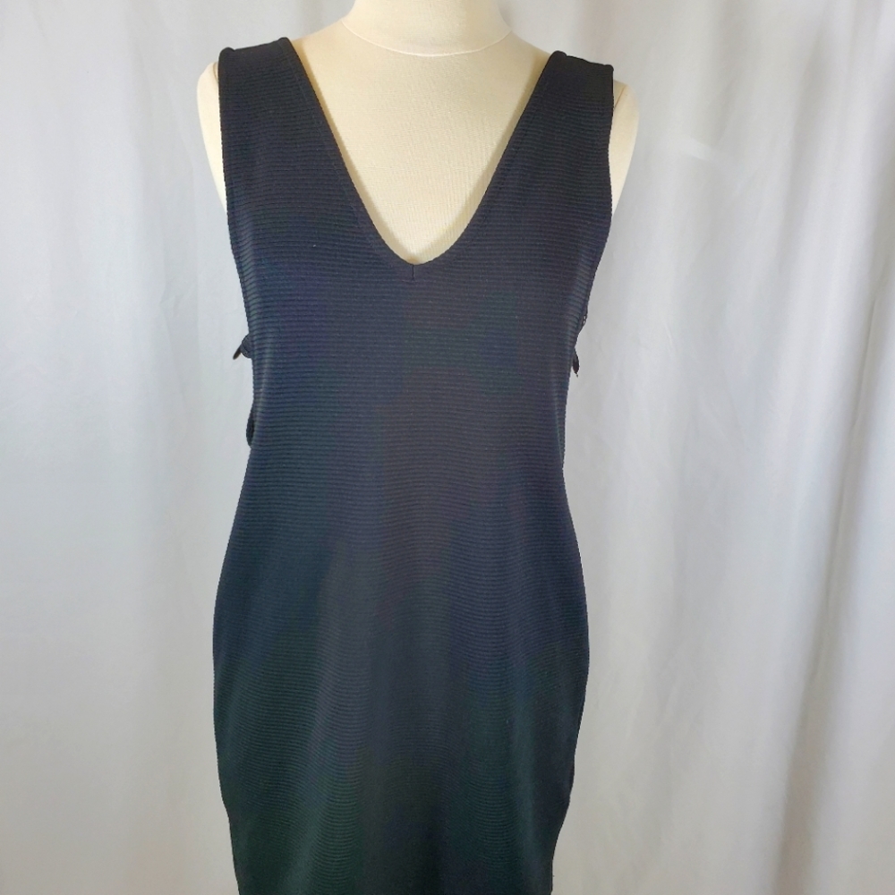 ASOS Women's Short Sleeve Top Size 6 Black Tunic Lace Trim V Neck Tank